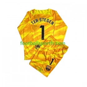 Tenue FC Barcelone Ter Stegen 1 Gardien Enfant Quatrième 2023-2024 Maillot de Foot ML